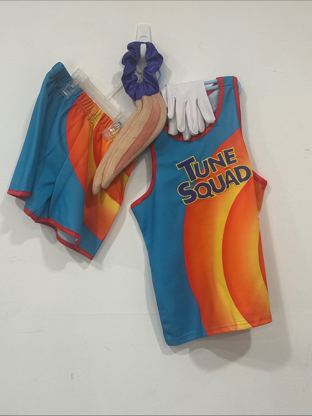 Space Jam Lola Bunny Costume Jersey Shorts Tail Ears Gloves Sz M 8-10 Spirit